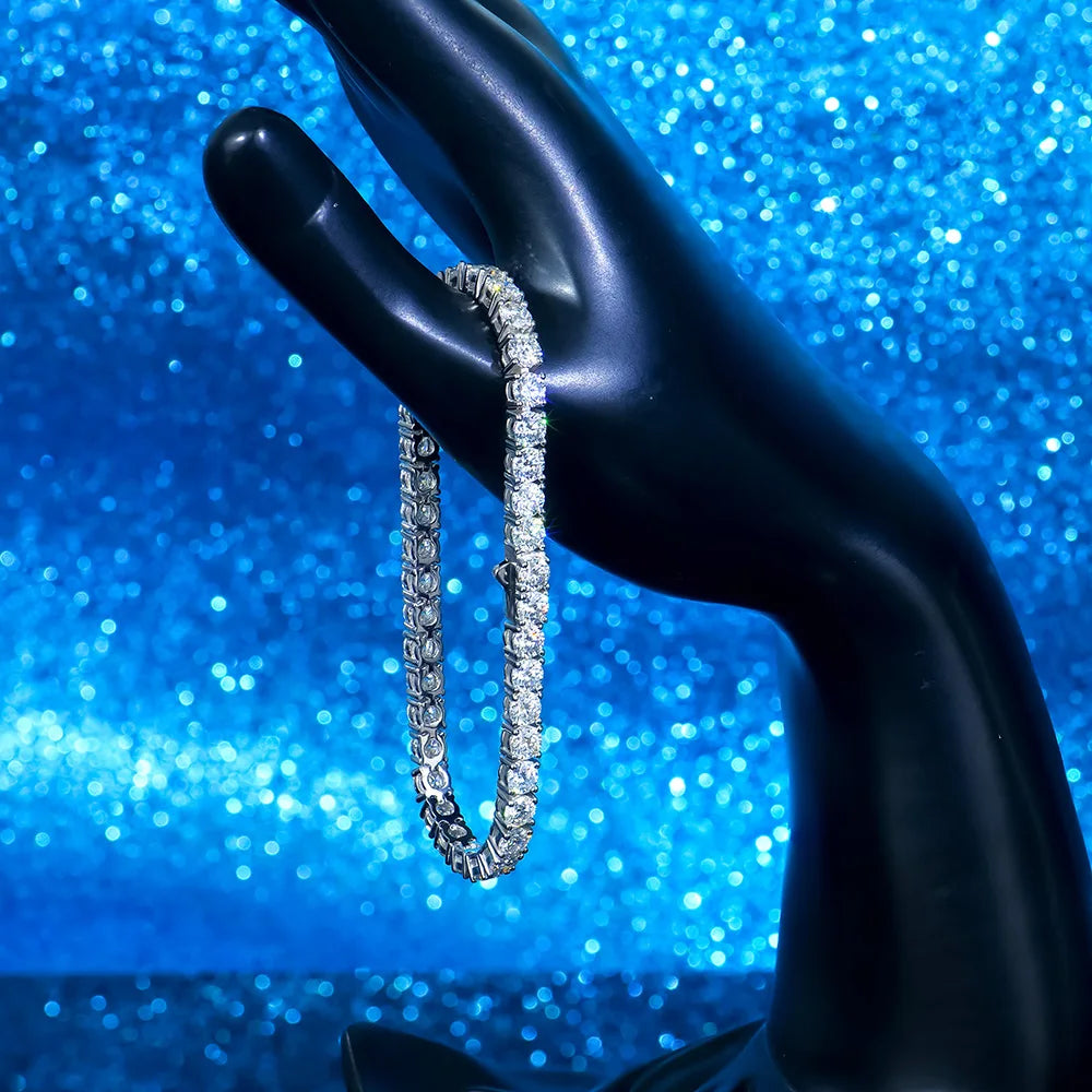 D Color VVS Moissanite Tennis Chain Hip Hop 925 Silver