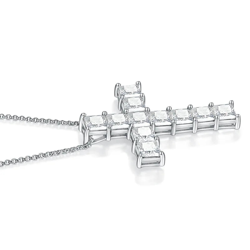 VVS Moissanite Cross Pendant White Diamond 925 Silver
