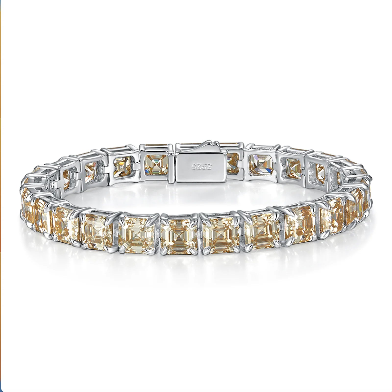 Color Moissanite Bracelet Asscher Cut Green