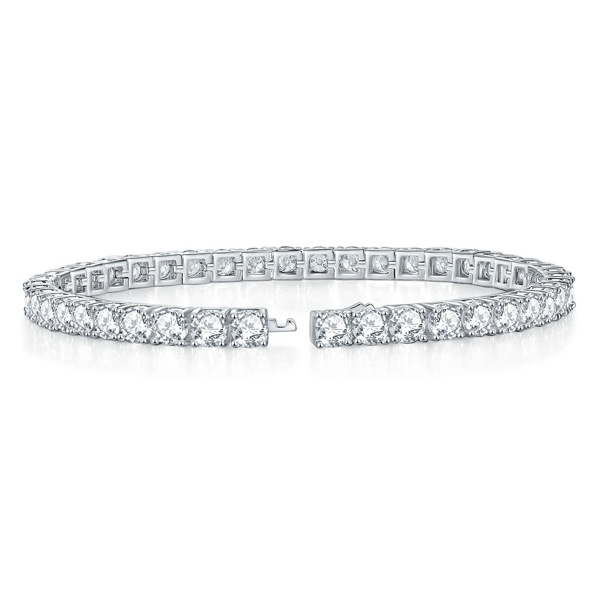 4mm Moissanite Tennis Bracelet 14k Gold Rhodium